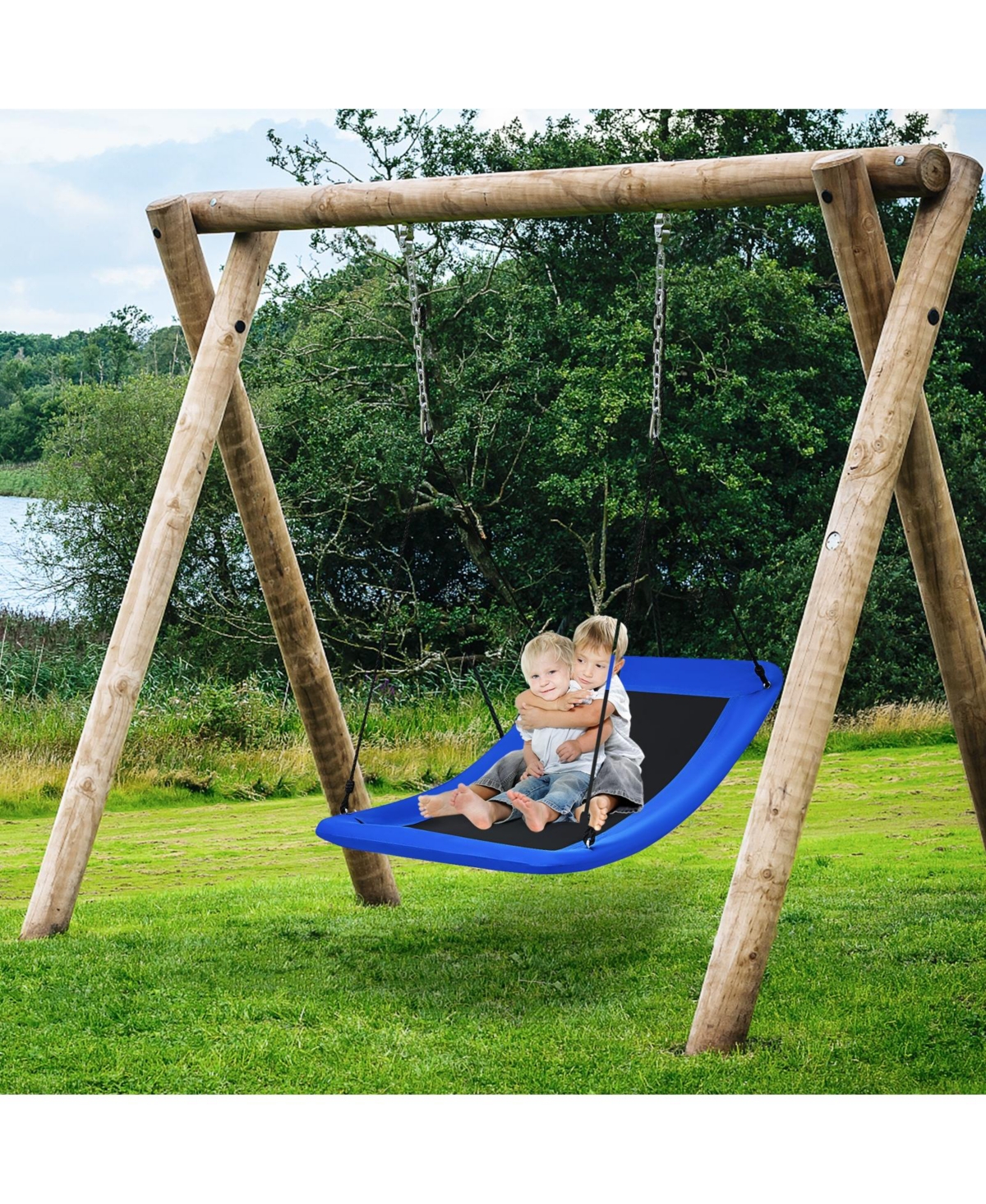 Skonyon 700lb Giant 60 Inch Platform Tree Swing for Kids and Adults