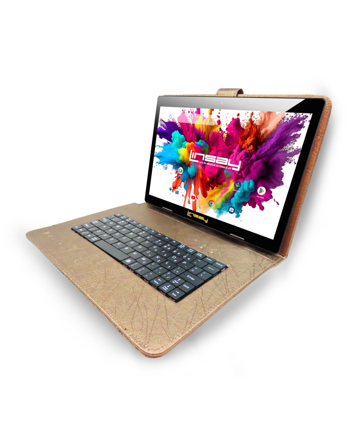 Linsay 10.1" Tablet Octa Core 128GB Premium Business Bundle with Keyboard case and Modern Briefcase Newest Android 14