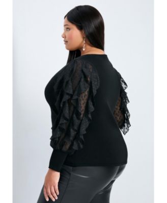 Women's Frill Sleeve Sweater