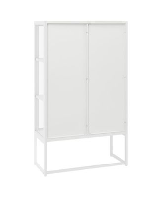 Highboard White 31.5"x13.8"x53.1" Steel and Tempered Glass