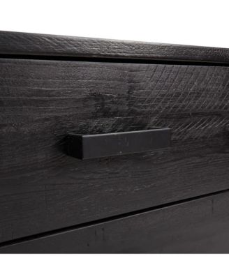 Chest of Drawers Black Solid pine wood, engineered wood, metal
