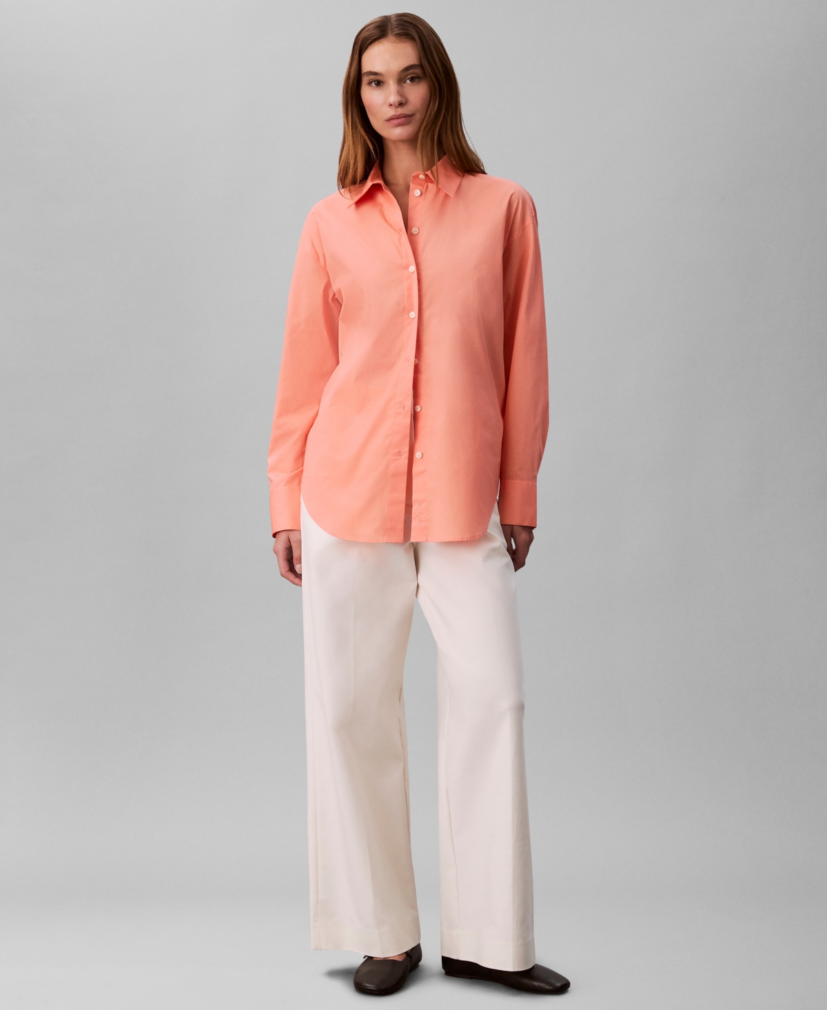 Calvin Klein Women's Relaxed Button-down Shirt In Pink
