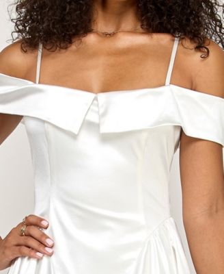 Juniors' Off-The-Shoulder Bow-Back Fit and Flare Dress
