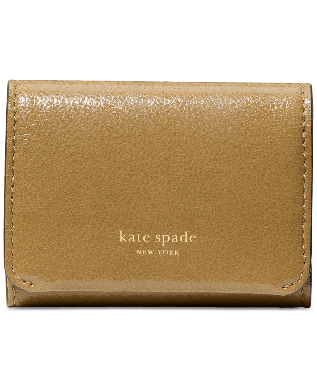 Kate Spade Halo Glazed Leather Card Case Trifold Wallet In Green