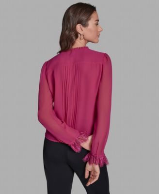 Women's Pleated Button-Down Blouse