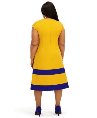 Women's Cap Sleeve Knee Length Fit & Flare Dress, Regular and Plus Size