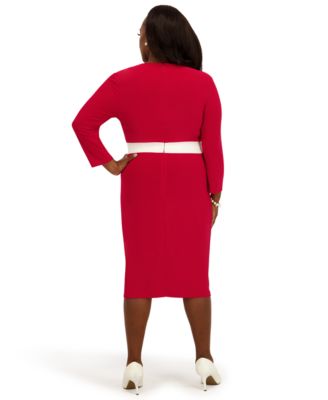 Women's V-Neck Knee Length Wrap Dress, Regular and Plus Size