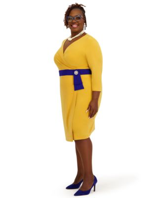 Women's V-Neck Knee Length Wrap Dress, Regular and Plus Size