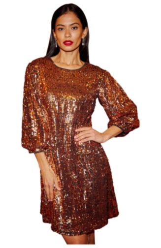 burgundy patterned dress Burgundy Spot Satin Maxi Dress with Sleeve – Me&B main image 0