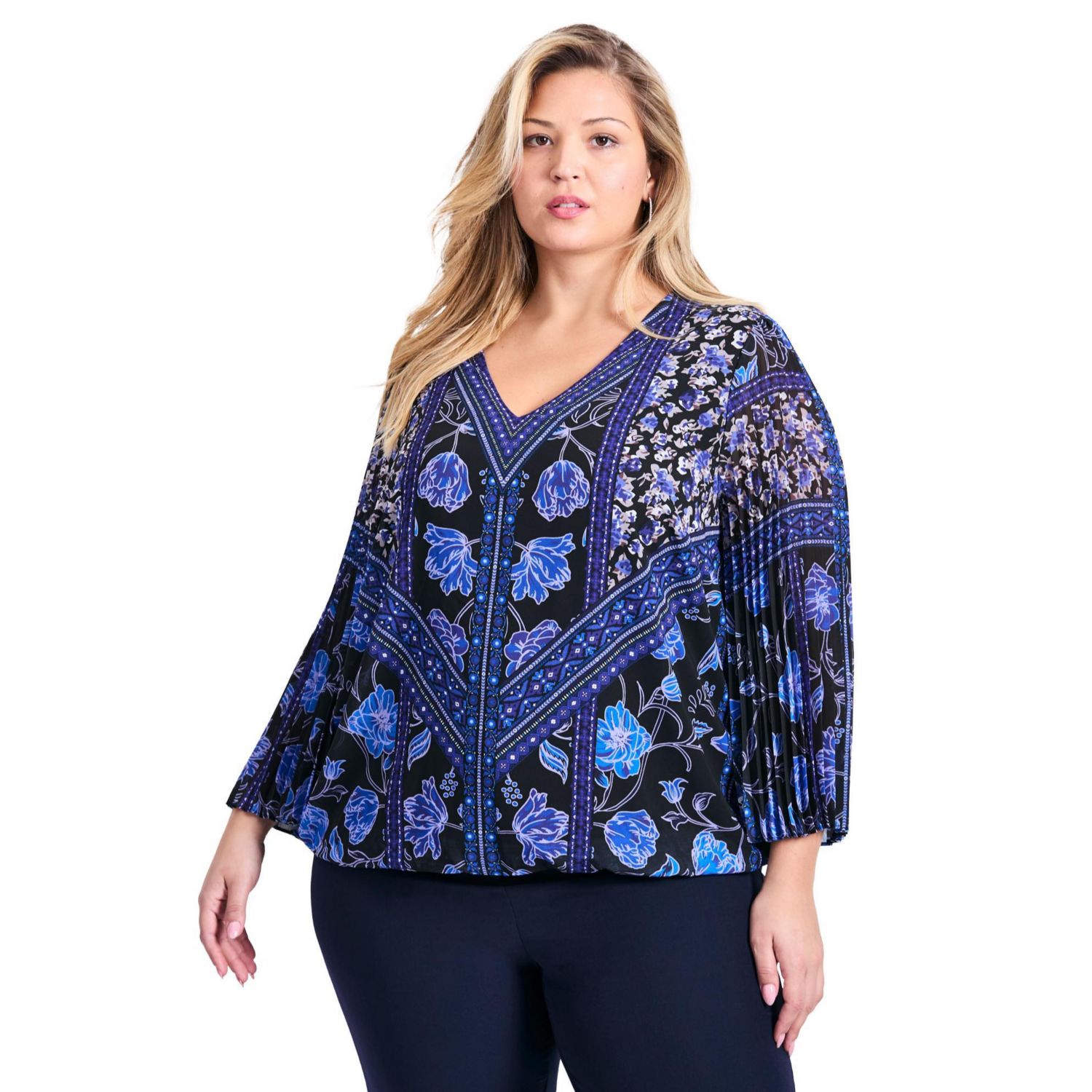 Women's Plus Size Harmony Pleat Sleeve Top