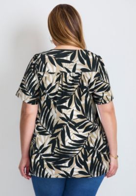 Women's Plus Size Smocked Squareneck Top