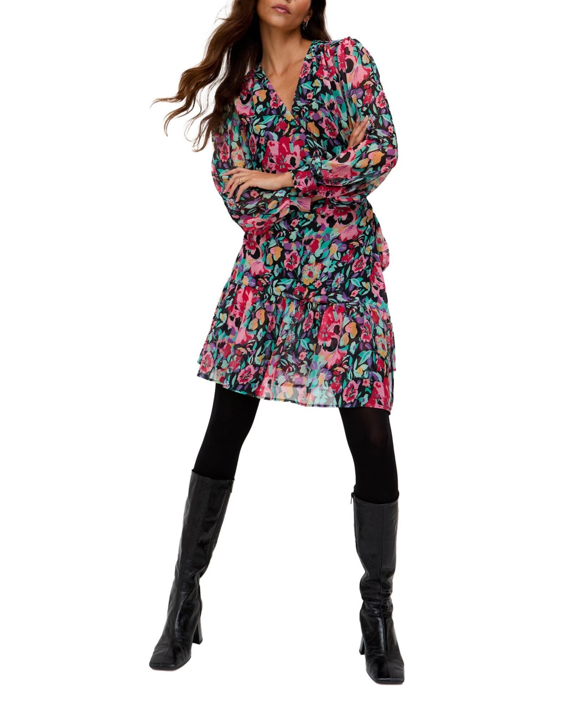 Lily and Lionel London Women's Flora Wraparound Floral Print Mini Dress