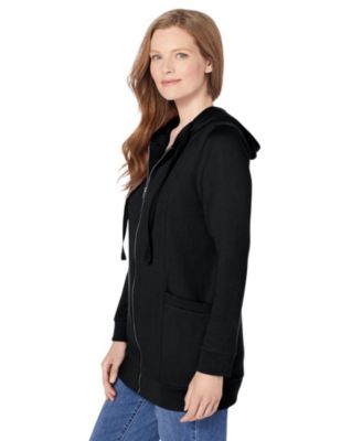 Plus Size Zip Front Tunic Hoodie Jacket