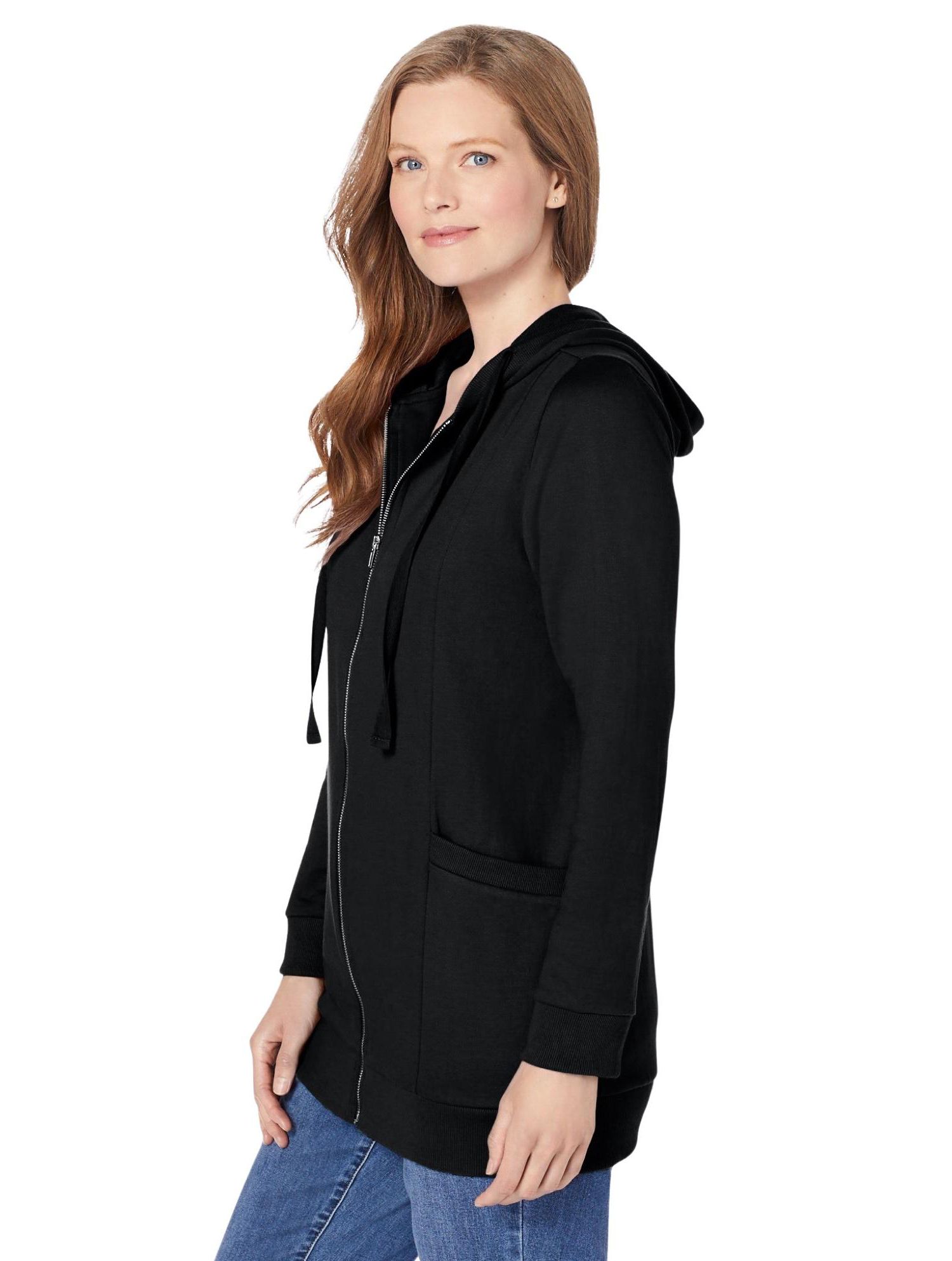Plus Size Within Zip Front Tunic Hoodie Sweatshirts