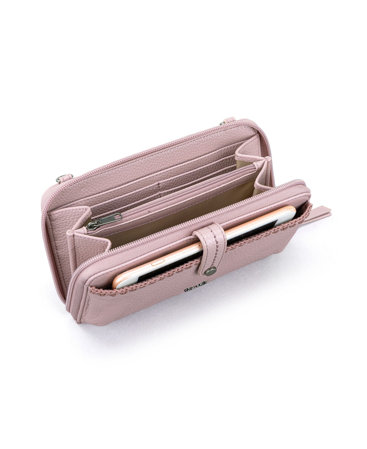 The Sak Iris Leather Smartphone Convertible Crossbody Wristlet In Pink