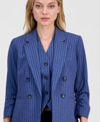 Women's Pinstripe Notched-Collar Jacket, Macy's Exclusive