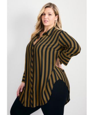 Women's Linear Longline Stripe Shirt