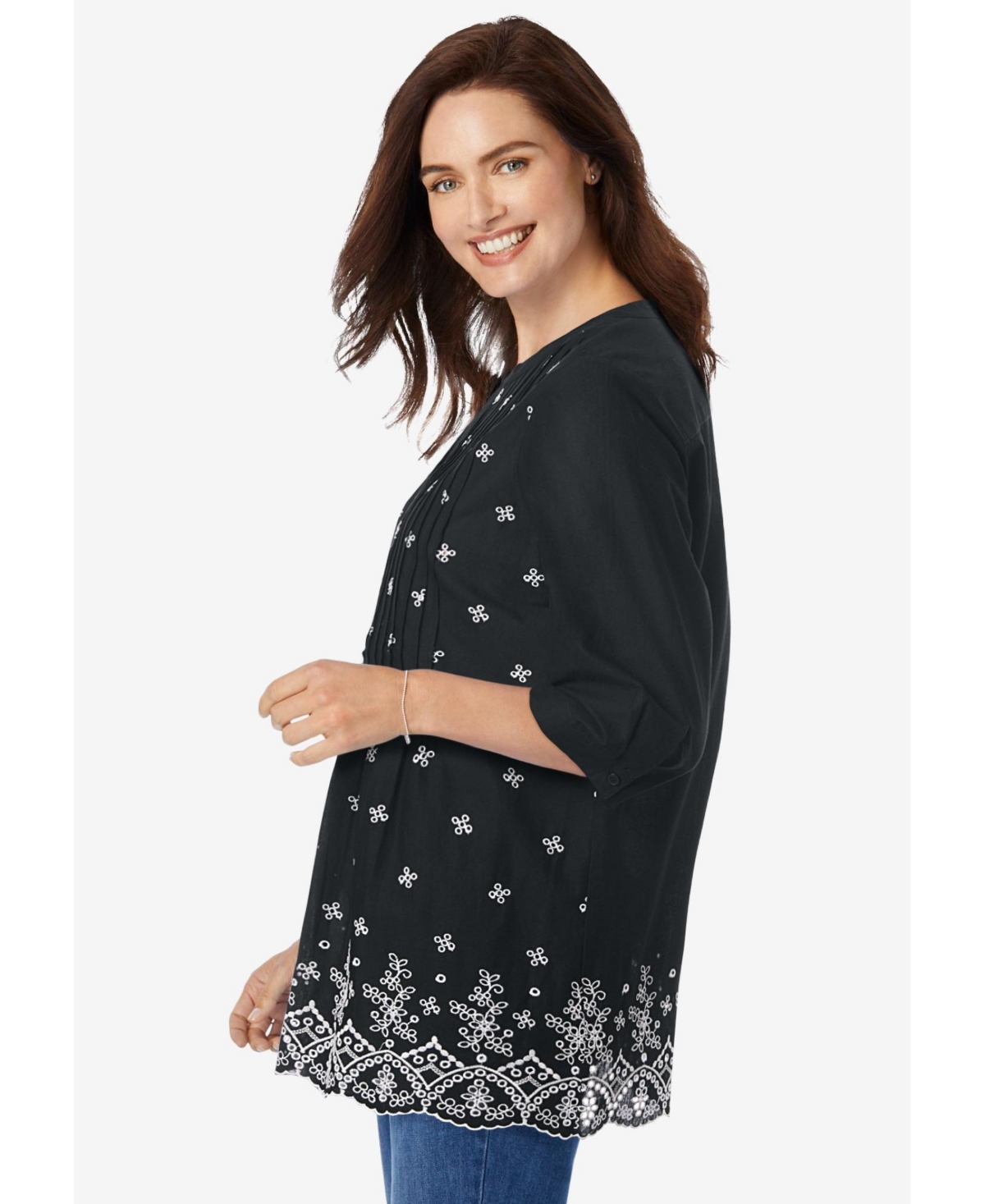 Woman Within Women's Embroidered Pintuck Tunic