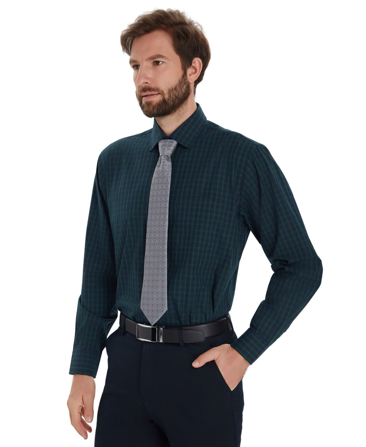 Men's Mini Blackwatch Regular-Fit Dress Shirt