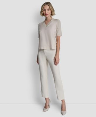 Women's V-Neck Short-Sleeves Sweater