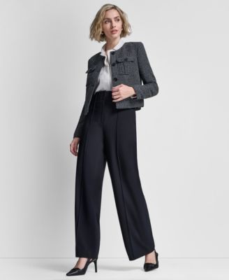 Women's Collarless Cropped 4-Button Jacket