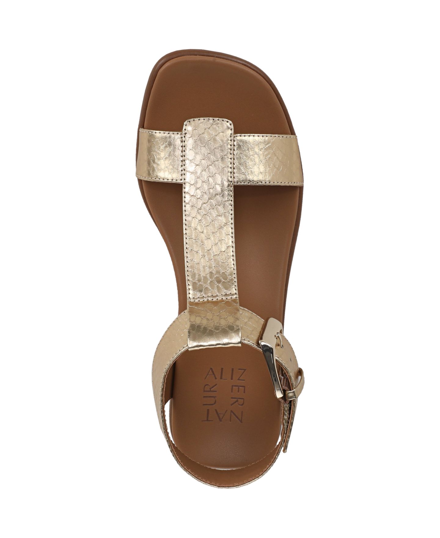 Женские сандалии Naturalizer Easton T-Strap Footbed, цвет: Золотой змеиный с принтом искусственная кожа — фото 4