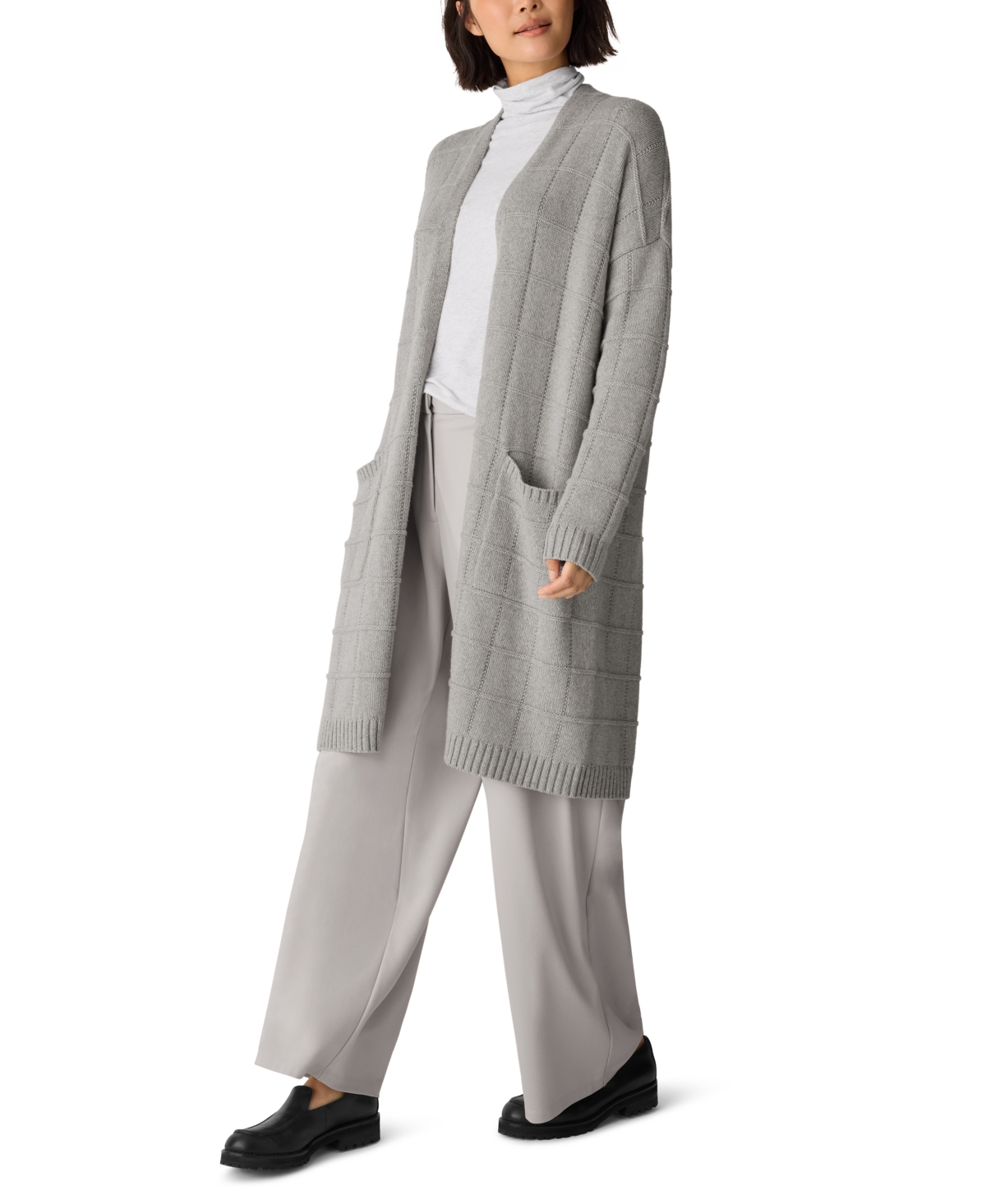 Eileen Fisher Women's Knee Boxy Long-Sleeve Cardigan Sweater
