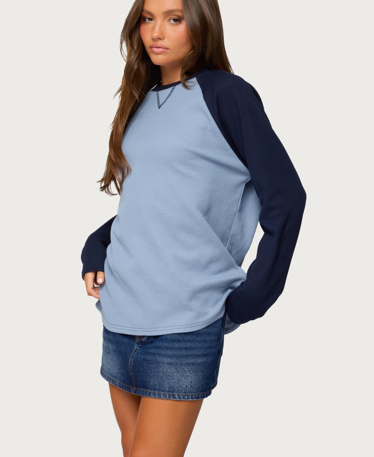 Edikted Women's Me Time oversized waffle top