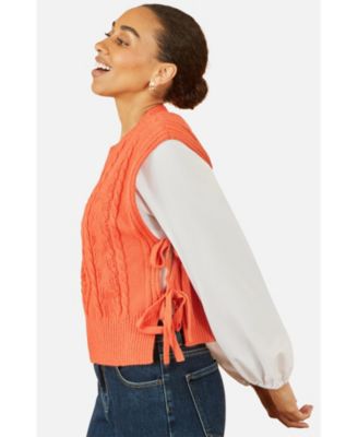 Women's Sweaters Floral Cable Knit Side Tie Pullover