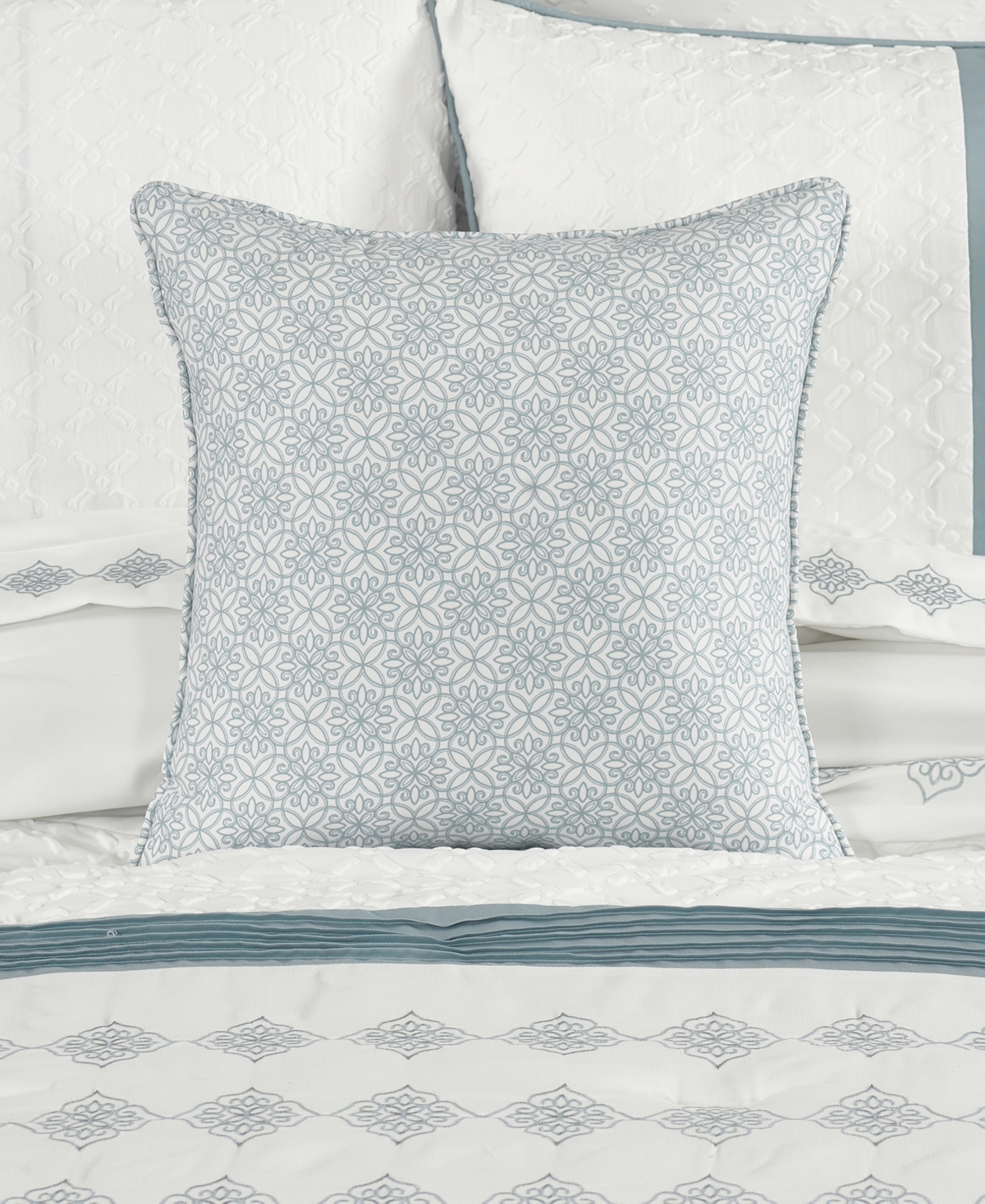 Royal Court Trilogy Embossed Decorative Pillow, 16" X 16" In White