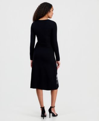 Women's Jacquard Florals Fit & Flare Sweaterdress