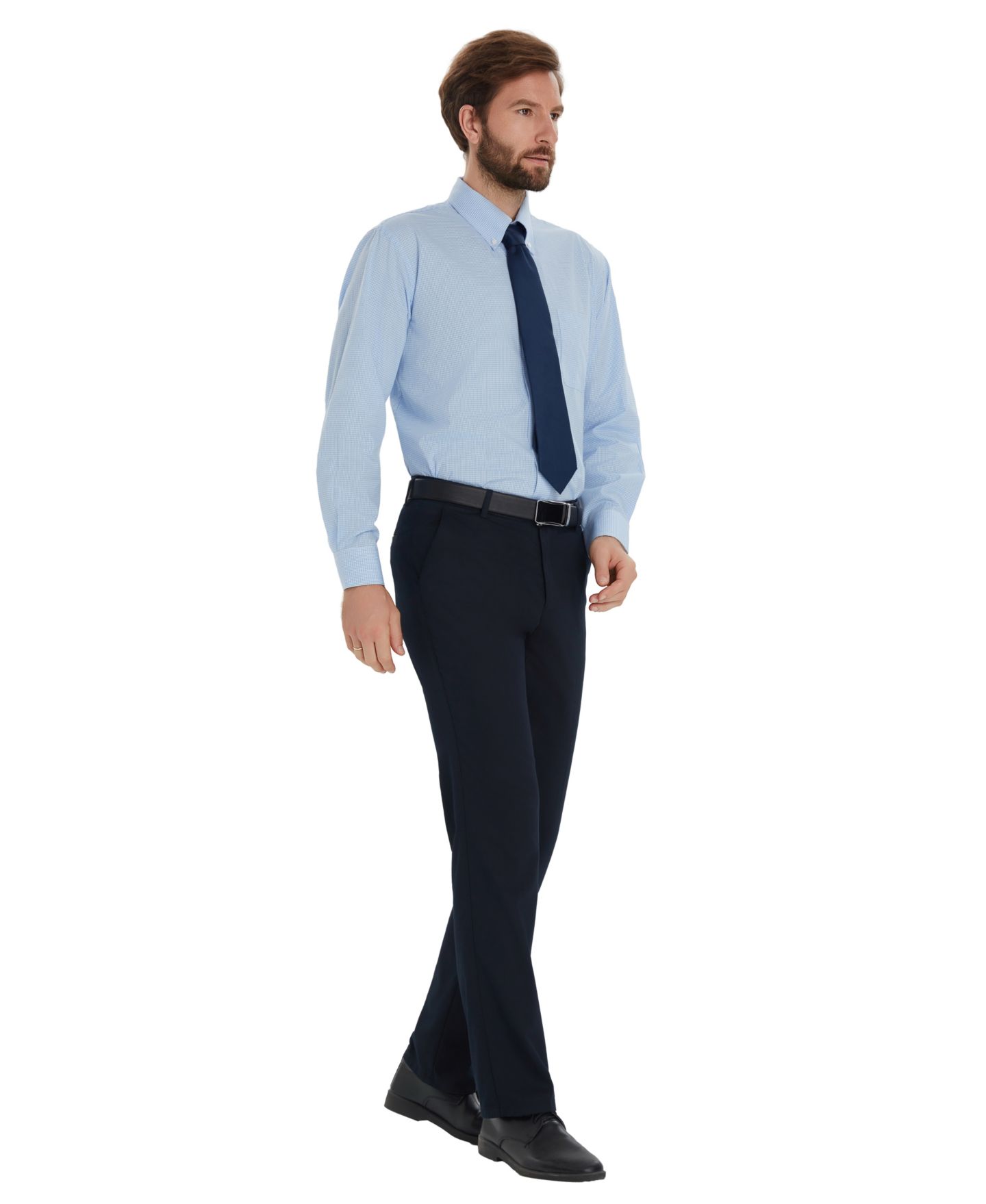 Мужская рубашка Club Room Mini Gingham Dress Shirt, цвет: Светлый синий — фото 2