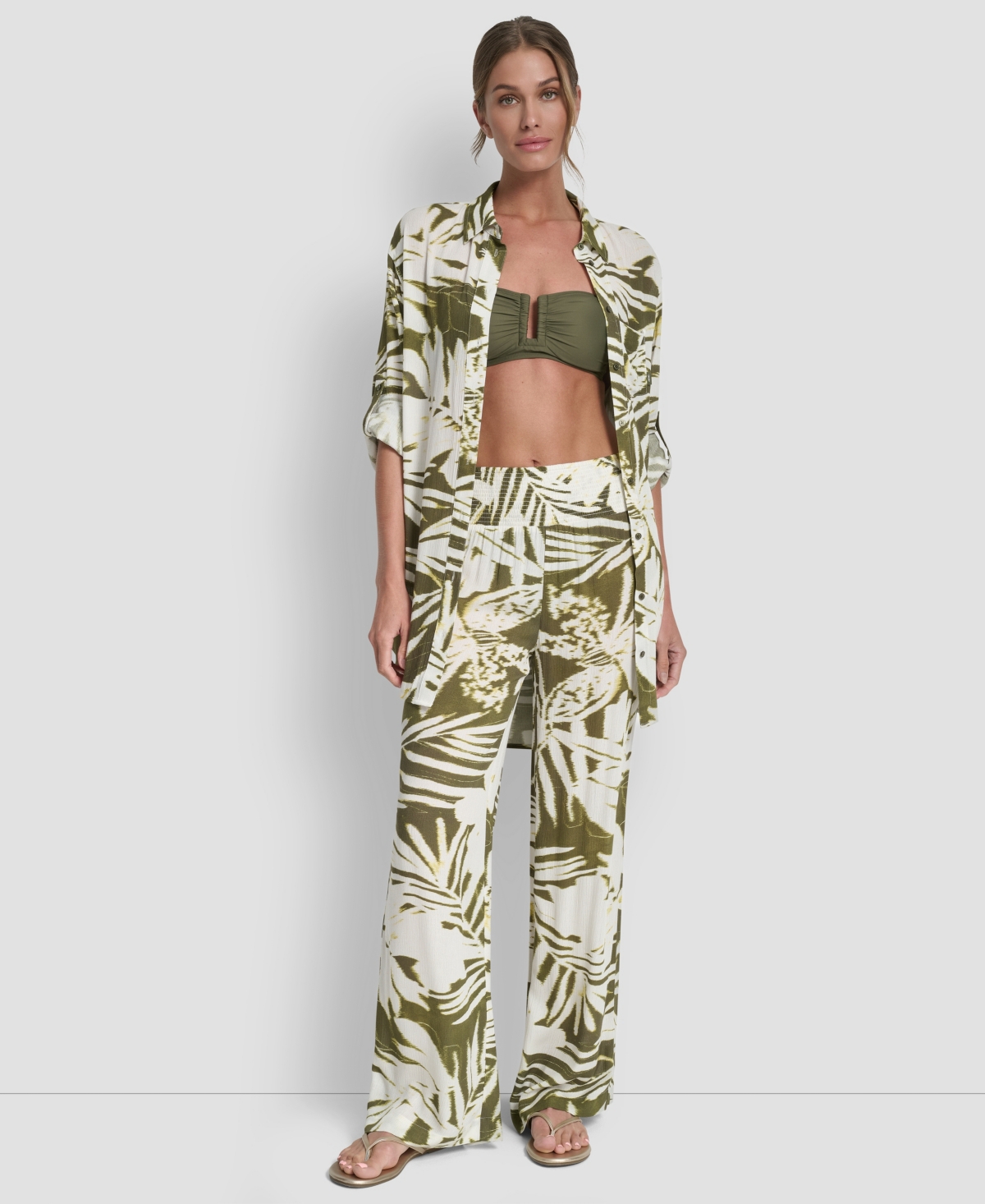 Dkny Women's Smocked-Waist Cover-Up Pull-On Pants