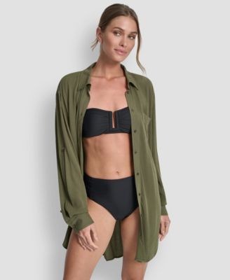 Women's Gauze Collared Button-Front Beach Shirt