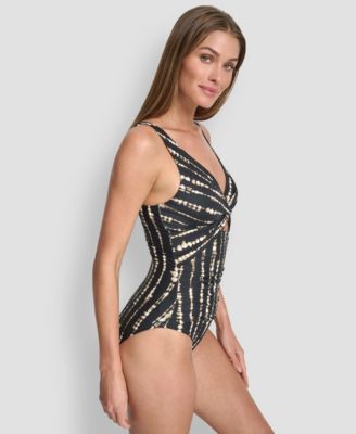 Women's Shirred Keyhole Detail One-Piece Swimsuit