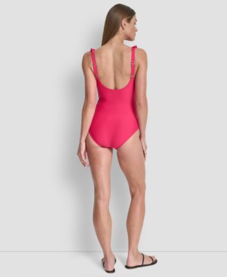 Ruffle Plunge Underwire Tummy Control One-Piece Swimsuit