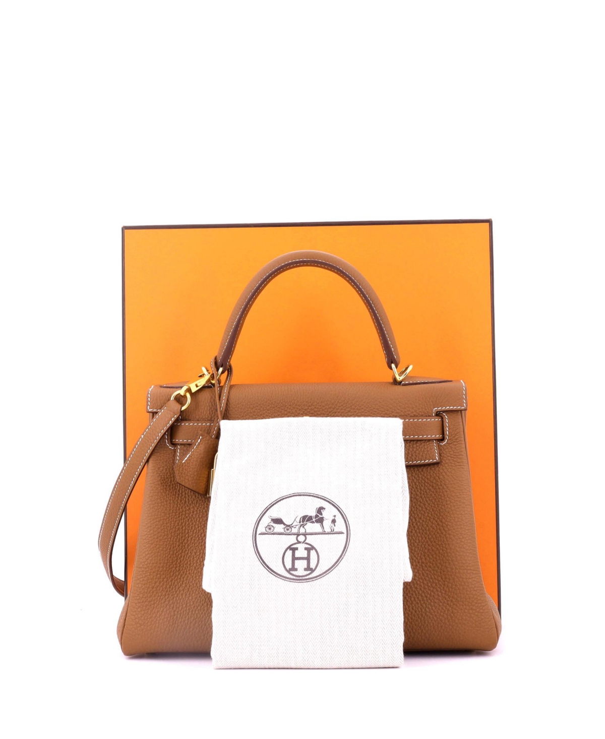Pre-Owned HERMES 28 Handbag Brown Togo with Gold Hardware