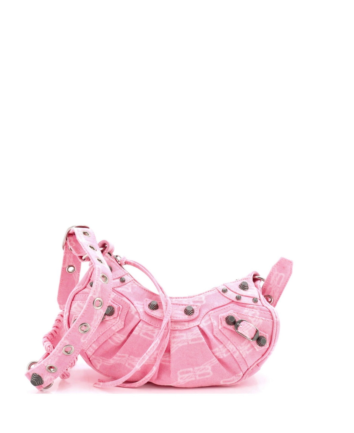 Pre-Owned Balenciaga Xs Le Cagole Giant Studs Shoulder Bag Bb Denim