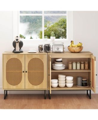 Buffet Cabinet with 2 Doors Adjustable Shelf Metal Legs Accent Floor Cabinet