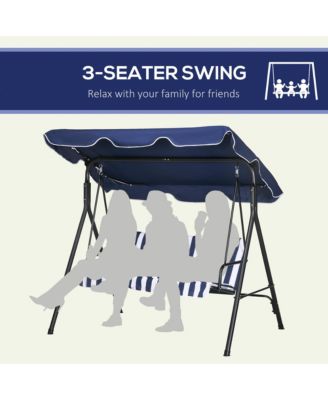 3-Seat Outdoor Patio Swing Chair w/ Tilt Canopy Cushion Dark