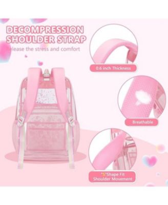 Clear Backpack for School Girls, Heavy Duty TPU Transparent Backpack Stadium Events Approved, Clear Bookbag