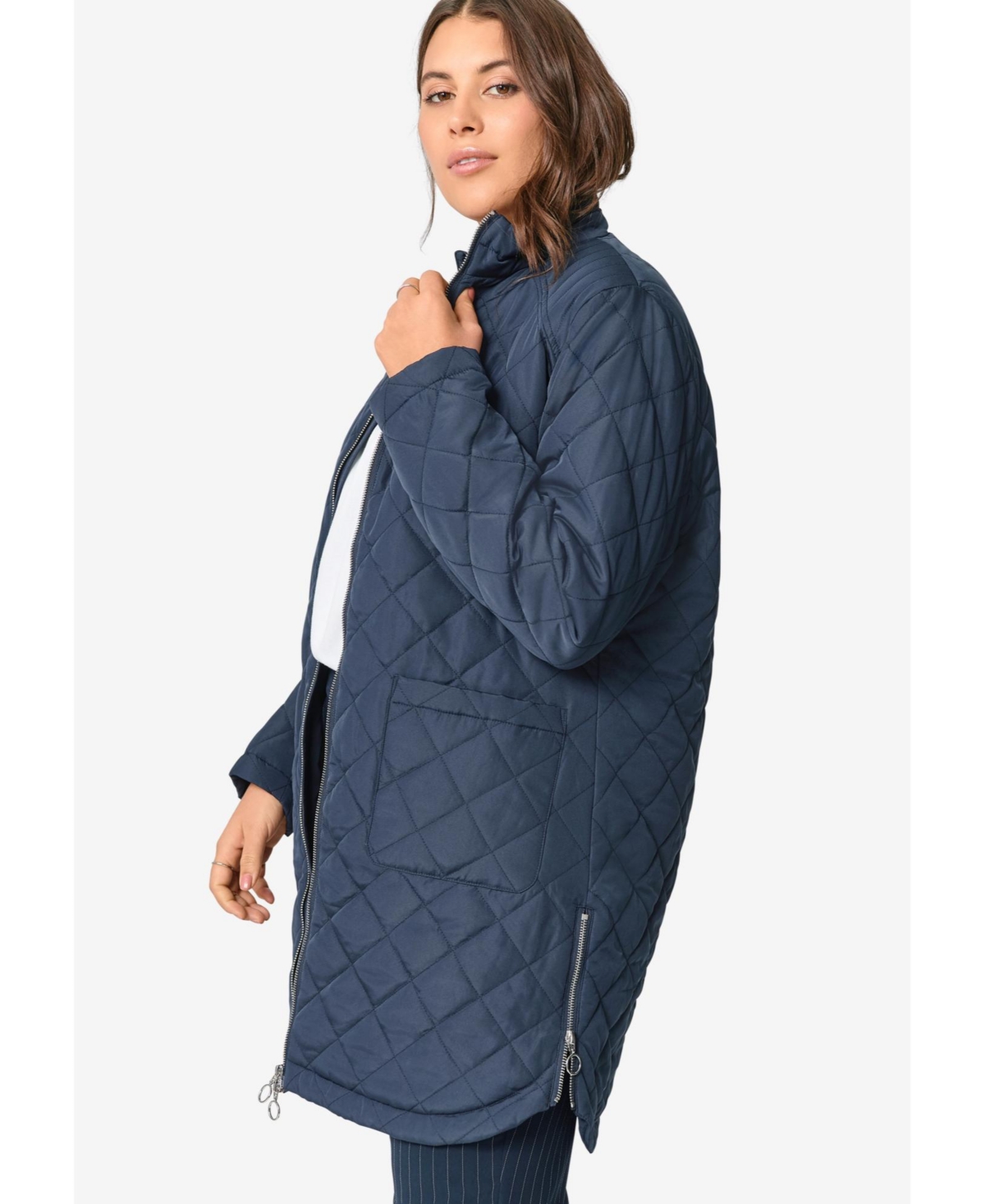ellos Women's Plus Quilted Zip Jacket