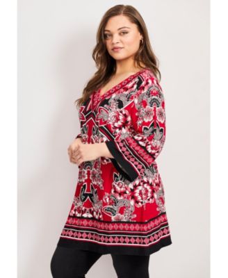Women's Scarf Print Tunic Top