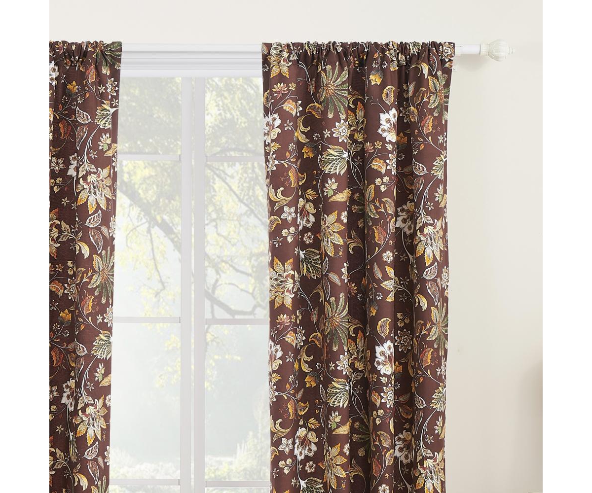 Barefoot Bungalow Audrey Curtain Panel Set - 84x84", Chocolate