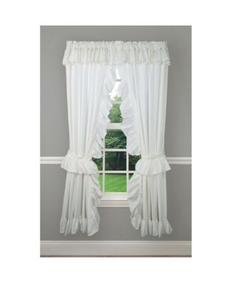 2-Piece Ruffled Priscilla Window Curtain Panel Pair with ties - 80x72" Natural
