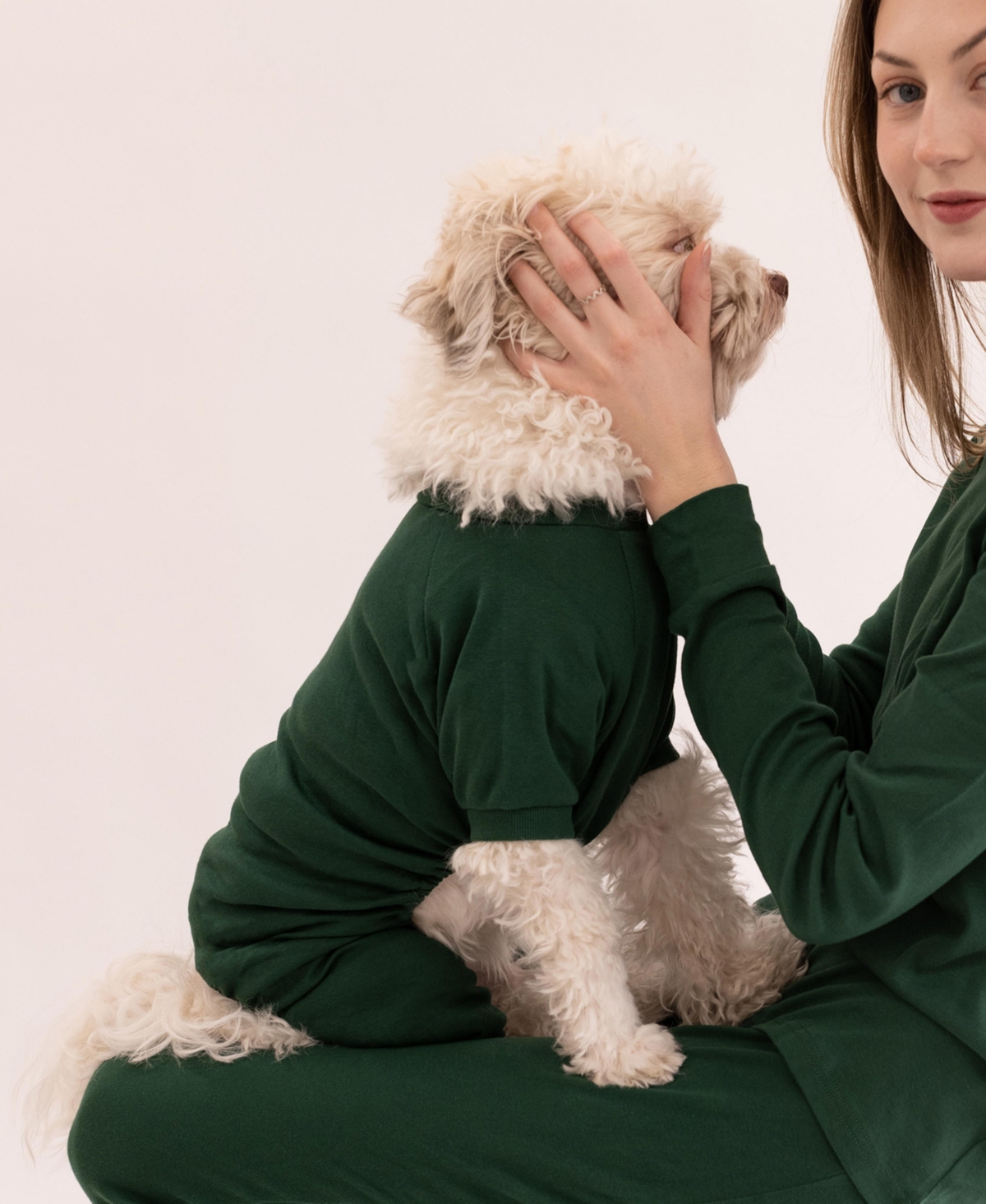 Leveret Dog Cotton Pajama Solid Uniform Green
