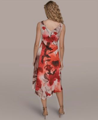 Women's Cowl Neck A-Line Midi Dress