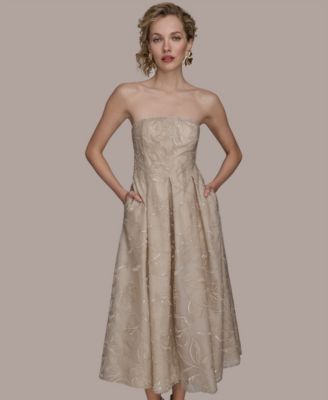 Women's Strapless Fit & Flare Midi Dress