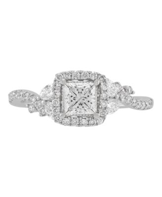 Princess Cut Halo Ring (1 ct. t.w.) in 14k White Gold