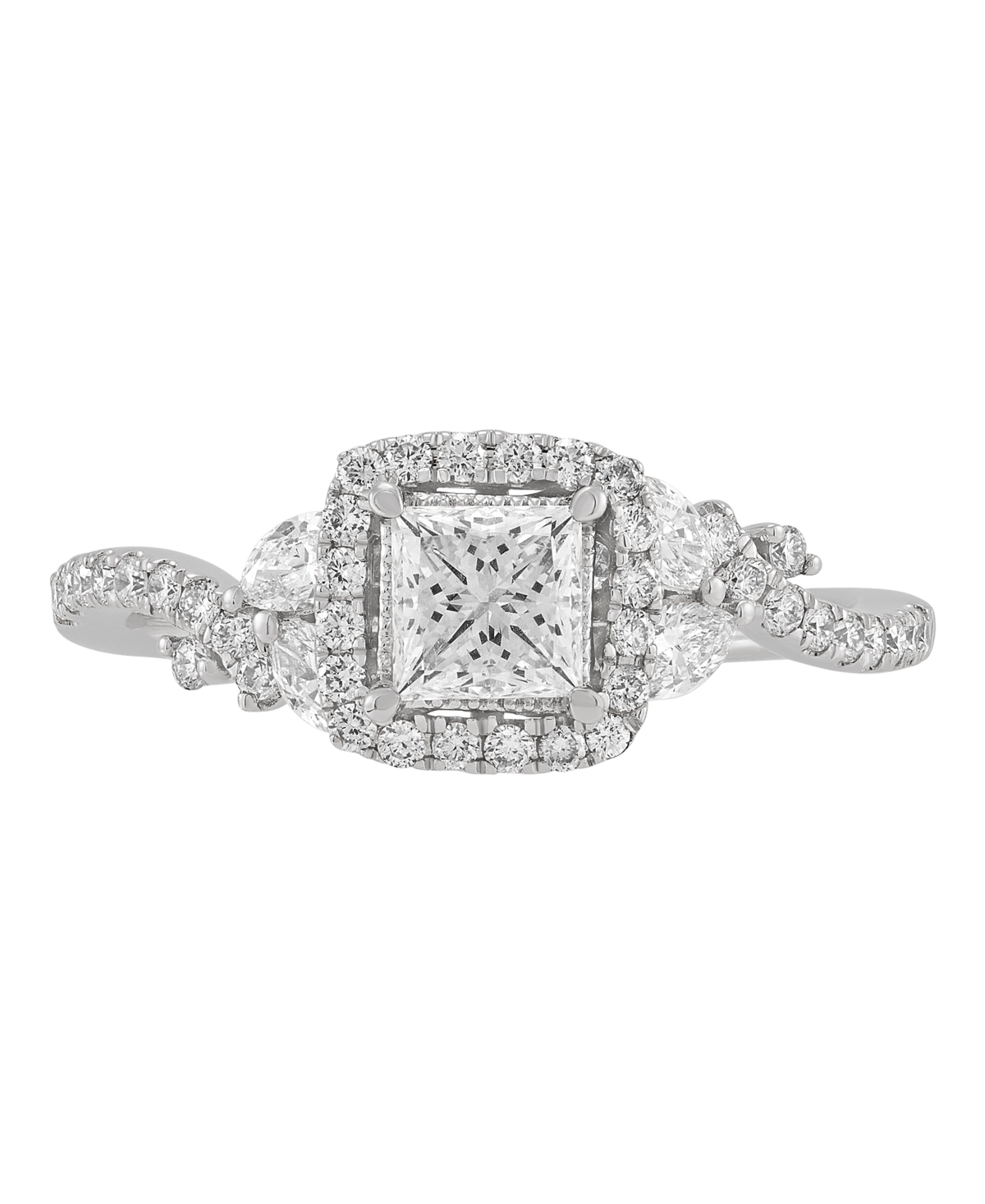 Macy's Princess Cut Halo Ring (1 Ct. T.w.) In 14k White Gold In Metallic